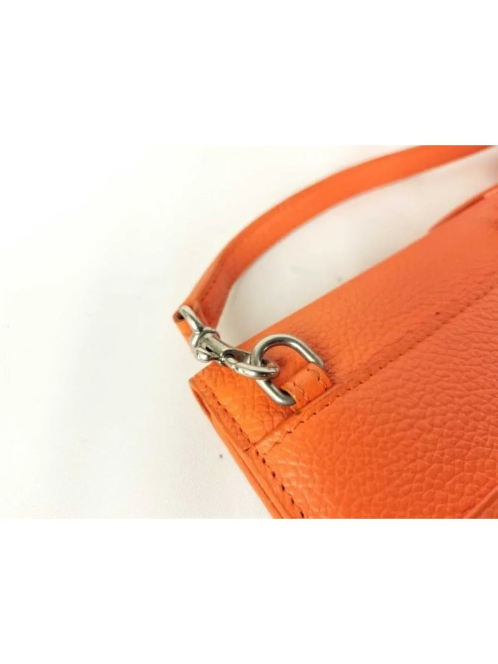 Balenciaga Phone Shoulder Cash Card Holder Orange Leather